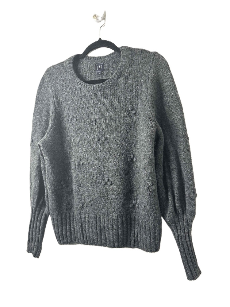 GAP Sweater Women Size Medium Charcoal Grey Pullover Funky Crew Neck Long Sleeve - Picture 4 of 10